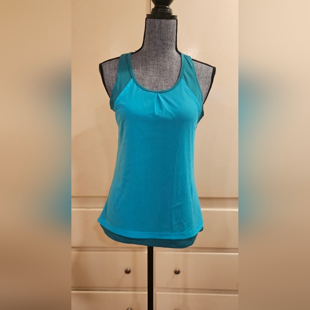Lucy Women’s Athletic Racerback Tank Top – Size Small, Blue/Teal